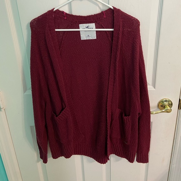 Hollister Sweaters - Hollister burgundy knit cardigan